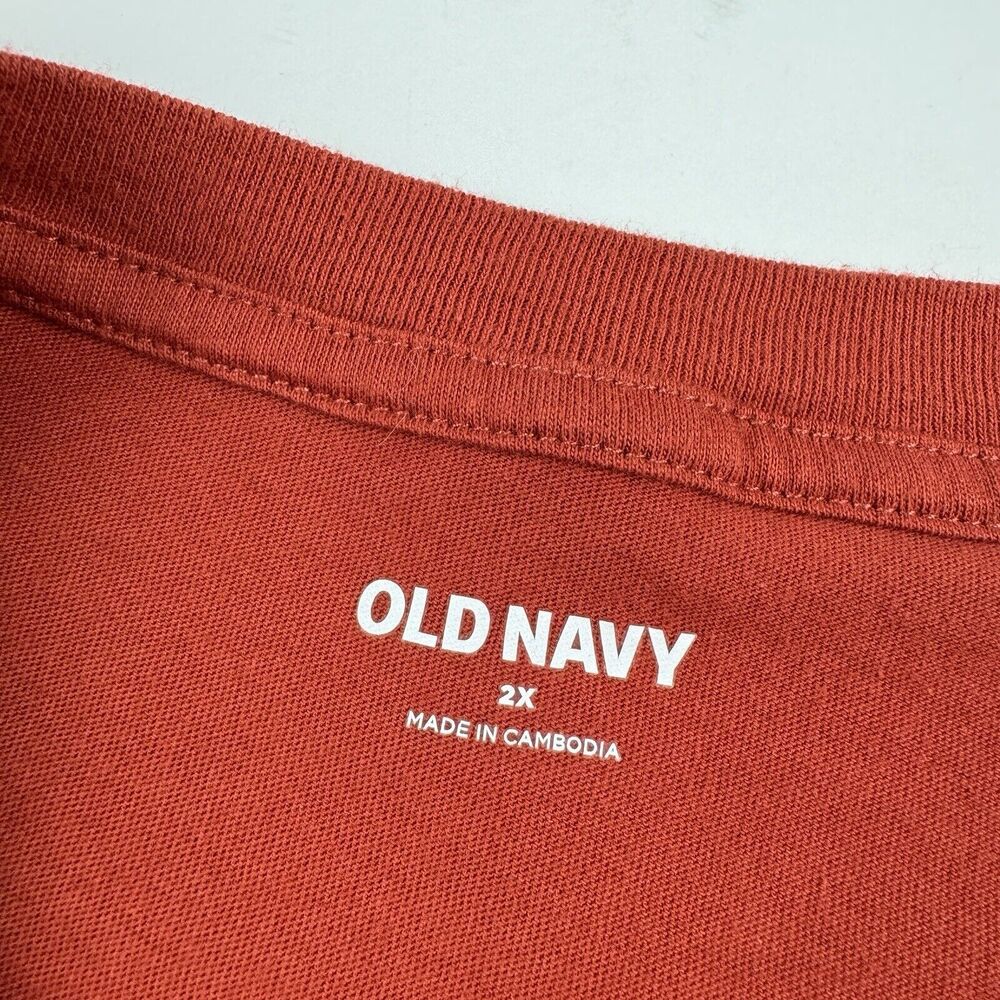 Old Navy Short Sleeve Rust Orange Flutter Sleeve Combination Top Size 2X - Picture 8 of 12